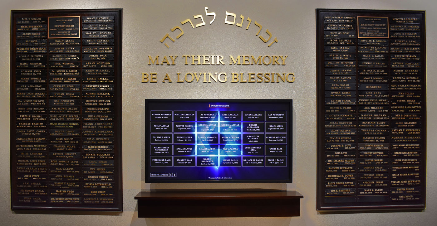 Beautiful Custom Yahrzeit Display with Name Plaques